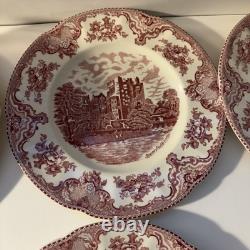 Johnson Bros Pink Old Britain Castles 10' Dinner Plates & bowls Blarney Castle