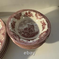 Johnson Bros Pink Old Britain Castles 10' Dinner Plates & bowls Blarney Castle