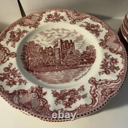 Johnson Bros Pink Old Britain Castles 10' Dinner Plates & bowls Blarney Castle