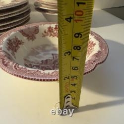 Johnson Bros Pink Old Britain Castles 10' Dinner Plates & bowls Blarney Castle