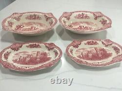 Johnson Bros Pink Old Britain Castles 4 Pieces Oval Bowls /Relish Underplate