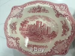 Johnson Bros Pink Old Britain Castles 4 Pieces Oval Bowls /Relish Underplate