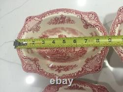 Johnson Bros Pink Old Britain Castles 4 Pieces Oval Bowls /Relish Underplate