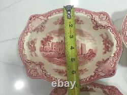 Johnson Bros Pink Old Britain Castles 4 Pieces Oval Bowls /Relish Underplate