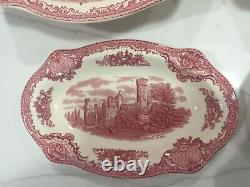 Johnson Bros Pink Old Britain Castles 4 Pieces Oval Bowls /Relish Underplate