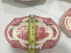 Johnson Bros Pink Old Britain Castles 4 Pieces Oval Bowls /Relish Underplate