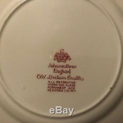 Johnson Bros Red Transfer Old Britain Castles 28 piece set old mark