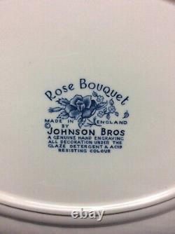 Johnson Bros Rose Bouquet Lincoln Blue 47 Piece Set
