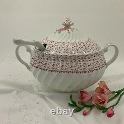 Johnson Bros. Rose Bouquet Made In England Pink Transferware Soup Tureen withLadle