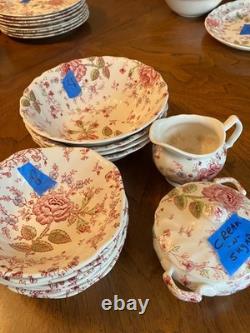 Johnson Bros Rose Chintz English China Dinner Set 8 Place + Serving Pieces