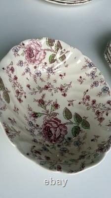 Johnson Bros Rose Chintz Floral Dinner Set Plate & Bowl Ceramic England set 23