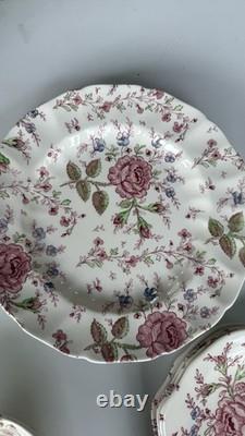 Johnson Bros Rose Chintz Floral Dinner Set Plate & Bowl Ceramic England set 23