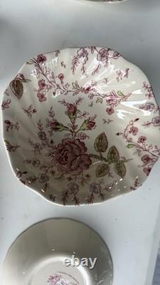 Johnson Bros Rose Chintz Floral Dinner Set Plate & Bowl Ceramic England set 23