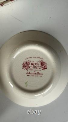 Johnson Bros Rose Chintz Floral Dinner Set Plate & Bowl Ceramic England set 23