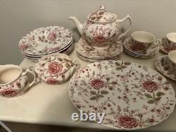Johnson Bros Rose Chintz Ironstone Dinner Set Teapot Plate Cup Saucer Bowl