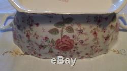 Johnson Bros Rose Chintz Large Rectangular Soup Tureen & LID Mint Condition