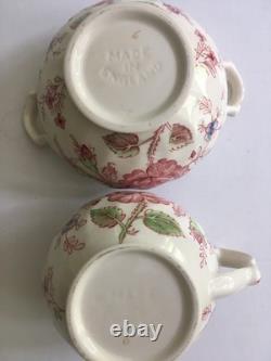 Johnson Bros. Rose Chintz Teapot, Sugar Bowl & Creamer Made in England