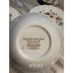 Johnson Bros Staffordshire Bouquet Ironstone Floral Dinnerware Set England 10 pc
