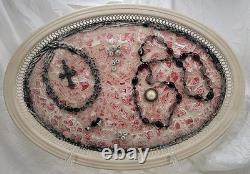 Johnson Bros Strawberry Fair Oval Tray Mosaic Handmade Cross Beige Red Black