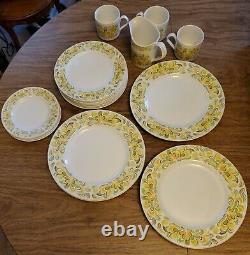 Johnson Bros Sun Valley Ironstone England Dinner Plates cups set Snowhite yellow