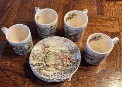 Johnson Bros Tally Ho Demitasse Cup And Saucer Set. Perfect. Sold As Set Of 4