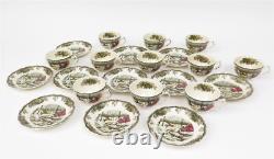 Johnson Bros'The Friendly Village' Set of 11 Teacups & Saucers Ice House Scene