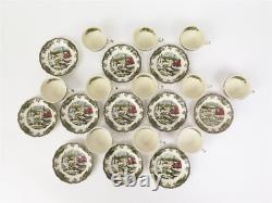 Johnson Bros'The Friendly Village' Set of 11 Teacups & Saucers Ice House Scene