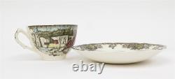 Johnson Bros'The Friendly Village' Set of 11 Teacups & Saucers Ice House Scene