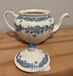 Johnson Bros. Tulip Time Teapot & Soup Bowl With Handles, Vintage & Excellent