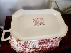 Johnson Bros. Tureen Soup Chippendale Pink Red lidded 17