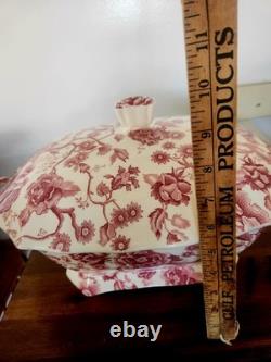 Johnson Bros. Tureen Soup Chippendale Pink Red lidded 17