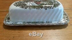 Johnson Bros VINTAGE Friendly Village Covered Bridge Butter Dish OLD MARK NM