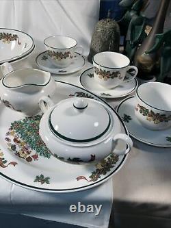 Johnson Bros Victorian Christmas Tea Set 19 Pieces Made in England. MINT