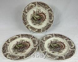 Johnson Bros. Wild Turkeys Native American Dinner Plates 10 5/8 LOT OF 3