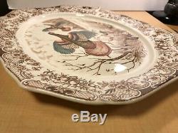 Johnson Bros Wild Turkeys Native American Windsor Ware 20 Platter #tms