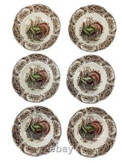 Johnson Bros Wild Turkeys Native American Windsor Ware 7 7/8 Rimmed Soup Bowls