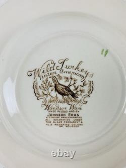 Johnson Bros Wild Turkeys Native American Windsor Ware 7 7/8 Rimmed Soup Bowls