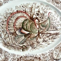 Johnson Bros Wild Turkeys Native American Windsor Ware England 20x16 Platter