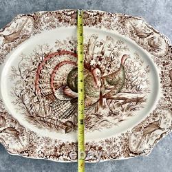 Johnson Bros Wild Turkeys Native American Windsor Ware England 20x16 Platter