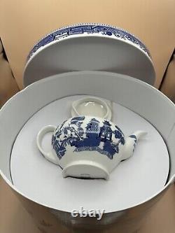 Johnson Bros Willow Blue 13 Pc Tea Set Teapot Cream Sugar Cups Saucers New Mint