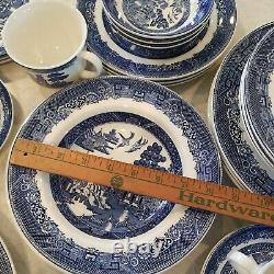 Johnson Bros Willow Blue Dinnerware 32 pcs. Made in England Never Used NOS