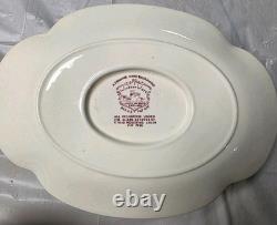 Johnson Bros Windsor Ware Dover Mulberry 4 Pc Serving Bowls, Platter, Gravy Boat