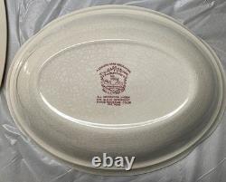 Johnson Bros Windsor Ware Dover Mulberry 4 Pc Serving Bowls, Platter, Gravy Boat
