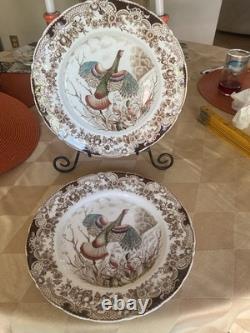 Johnson Bros Windsor Ware Wild Turkey dinner plates (2)