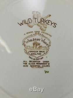Johnson Bros Windsor Ware Wild Turkeys 10.5 Dinner Plates England 4 piece Lots
