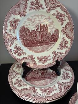 Johnson Brothers 12 piece dinnerware set plates bowls Red Pink Transfer Ware EUC