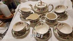 Johnson Brothers 16Pc Indian TreeTea Pot, Sugar Bowl & Creamer CUPS SAUCERS