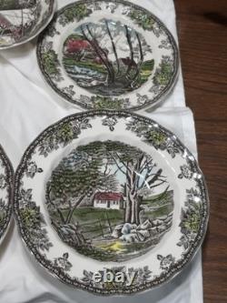 Johnson Brothers 16 Pcs Friendly Village Schoolhouse Covered Bridge Willow Brook