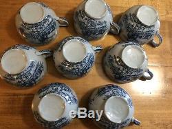 Johnson Brothers 18 pc Lot Tulip Time Blue with Blue Background Disc. 1962-1977