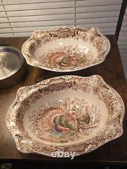 Johnson Brothers 1 WILD TURKEYS Oval Vegetable Serving 1965